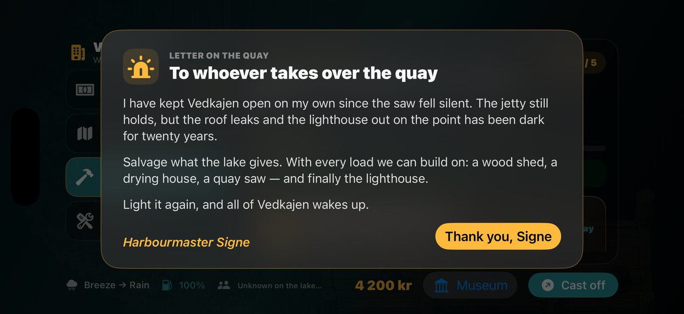 Signe's letter on the quay, explaining that the lighthouse has been dark for twenty years.